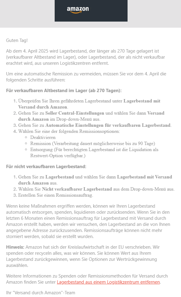 Altbestand Amazon Altbestand