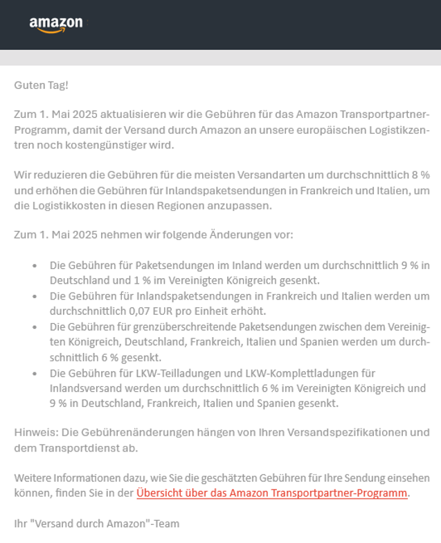 Transportpartner Amazon Transportpartner Programm
