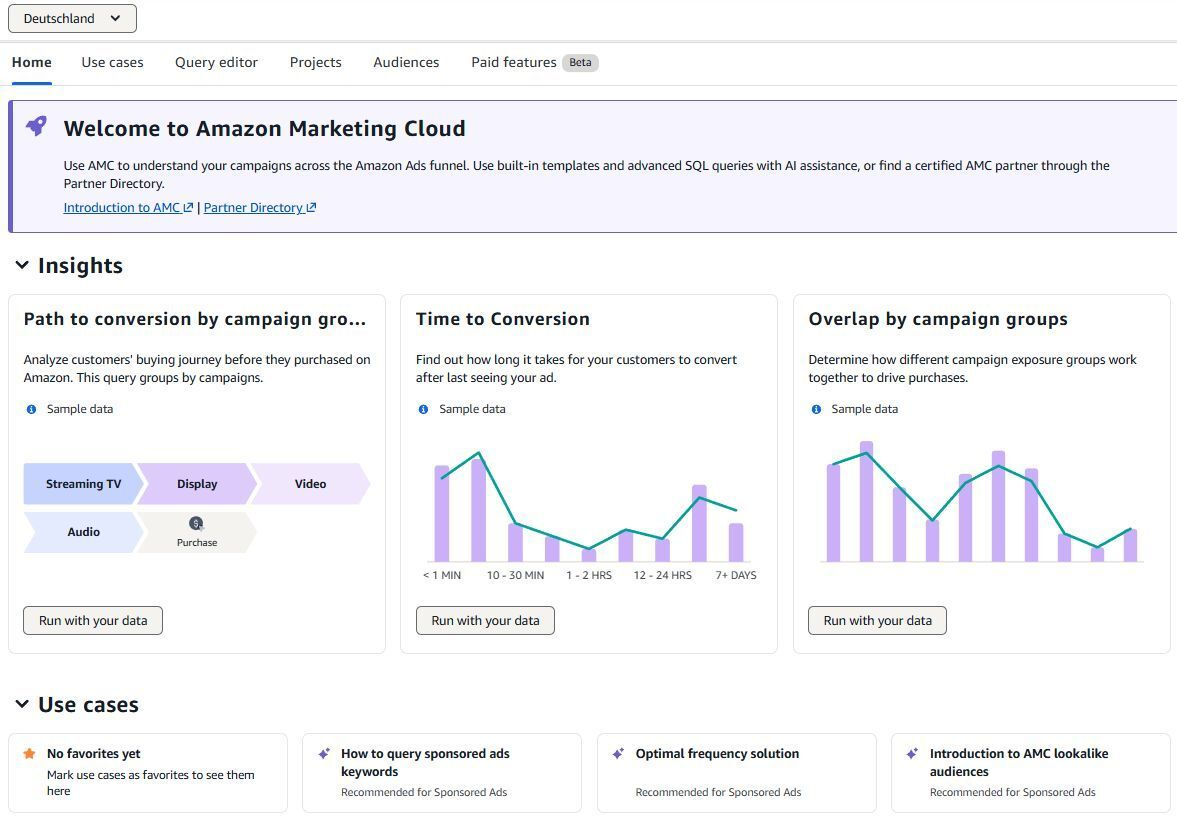 Amazon Marketing Cloud in Ads Console Screenshot der Ankündigung zur Amazon Marketing Cloud Integration in die Ads Console.