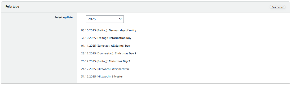 Amazon ermöglicht benutzerdefinierte Feiertage im Seller Central